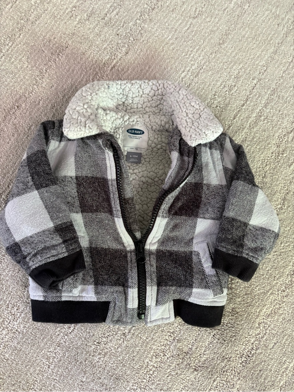 Baby Buffalo Plaid Sherpa Bomber Jacket 6-12M Cozycuff Gorpcore
